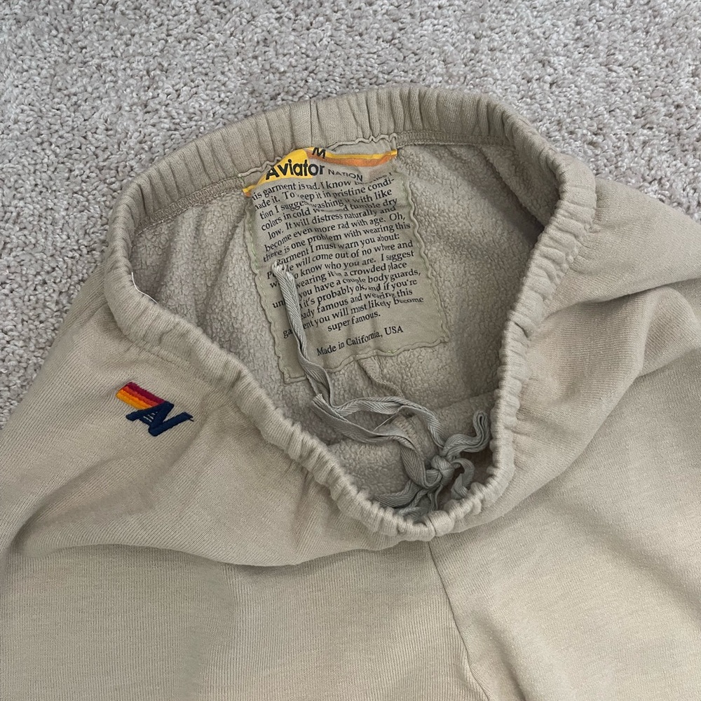 Whole Set! Aviator Nation Beige Lightning Bolt Sweat - Picture 7 of 7